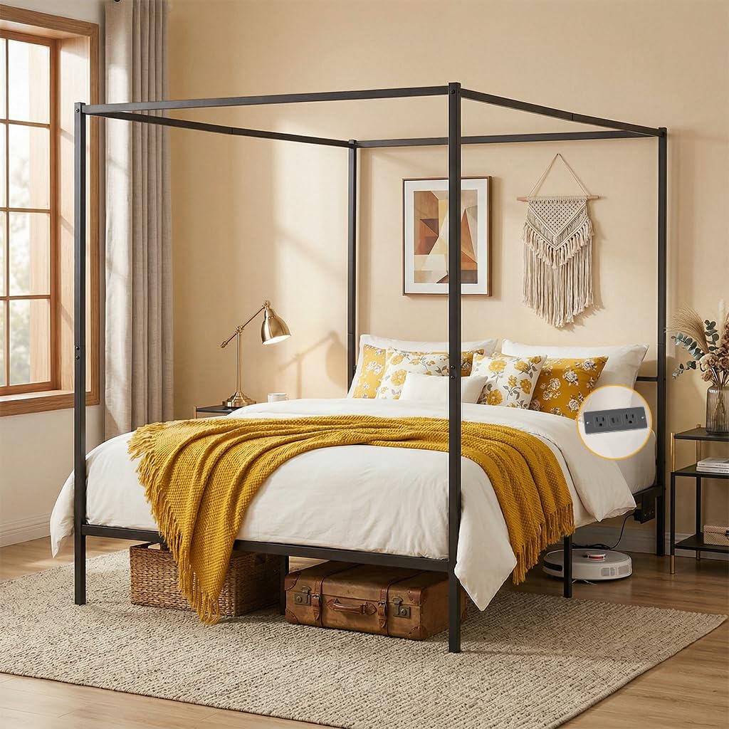 Canopy Bed Frame Metal Queen - Base de Cama con Dosel Queen