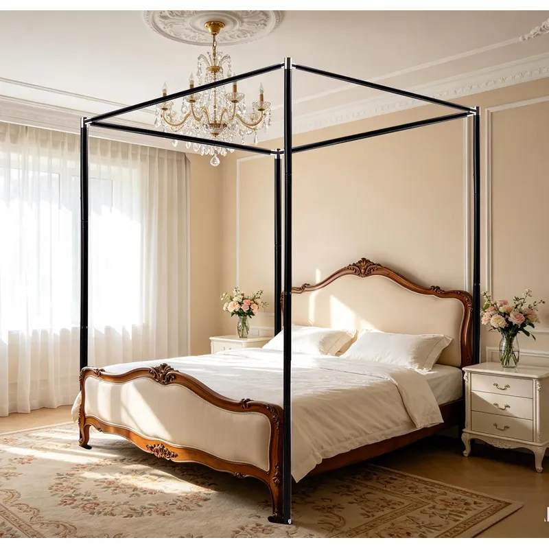 Canopy Bed Frame Metal Queen - Estructura de cama con dosel de