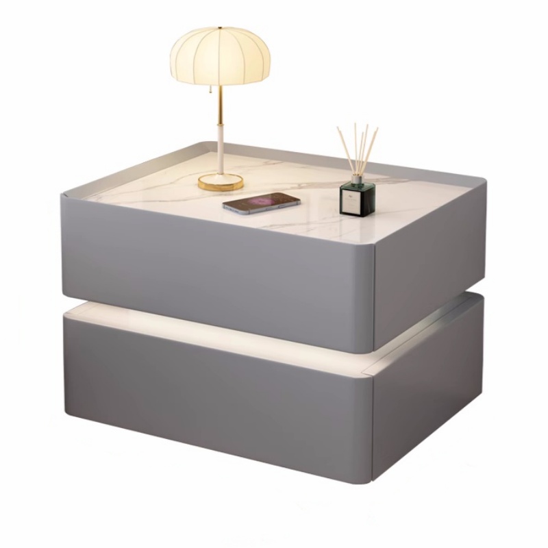 Solid Wood Nightstand 2 Drawers - Mesita de noche inteligente de madera
