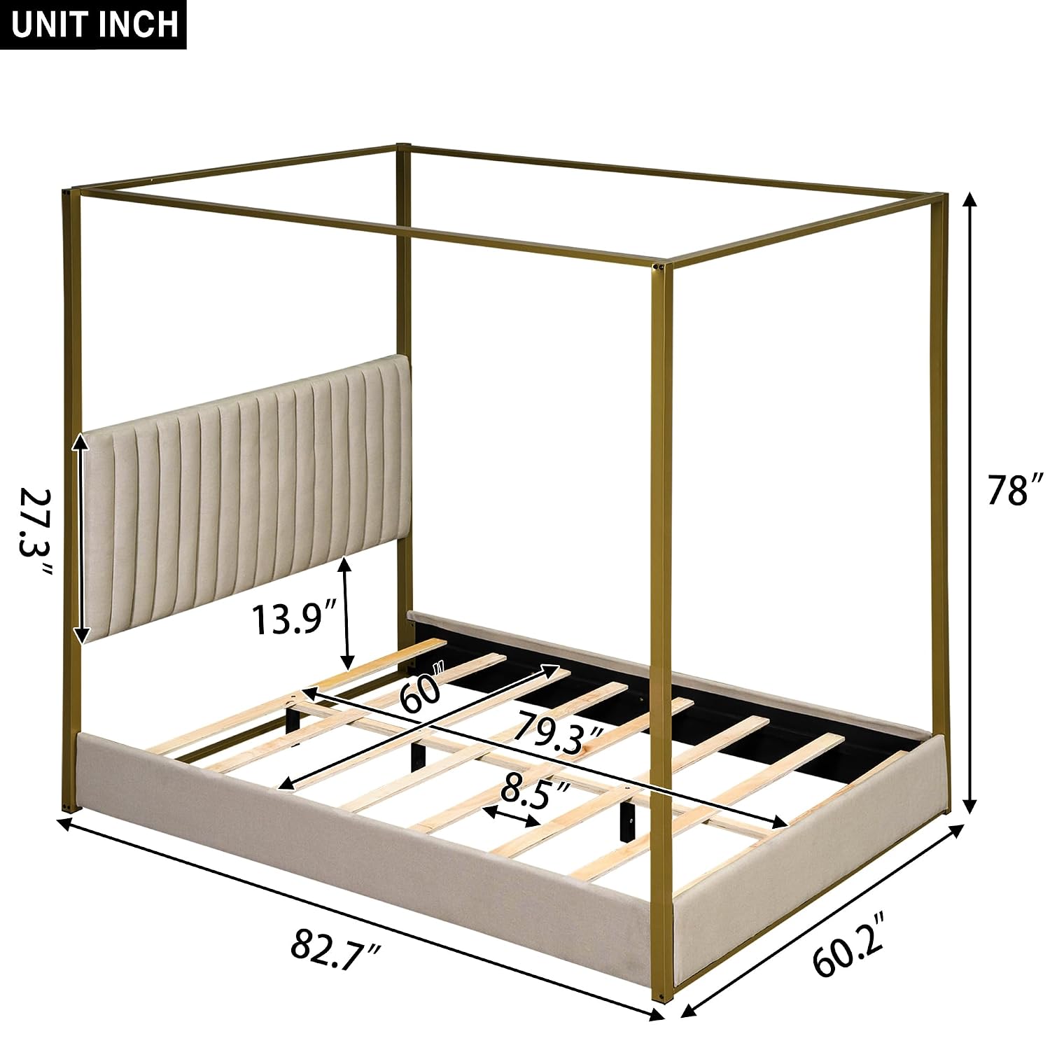 Canopy Bed Frame Metal Queen - Cama moderna con dos postes y