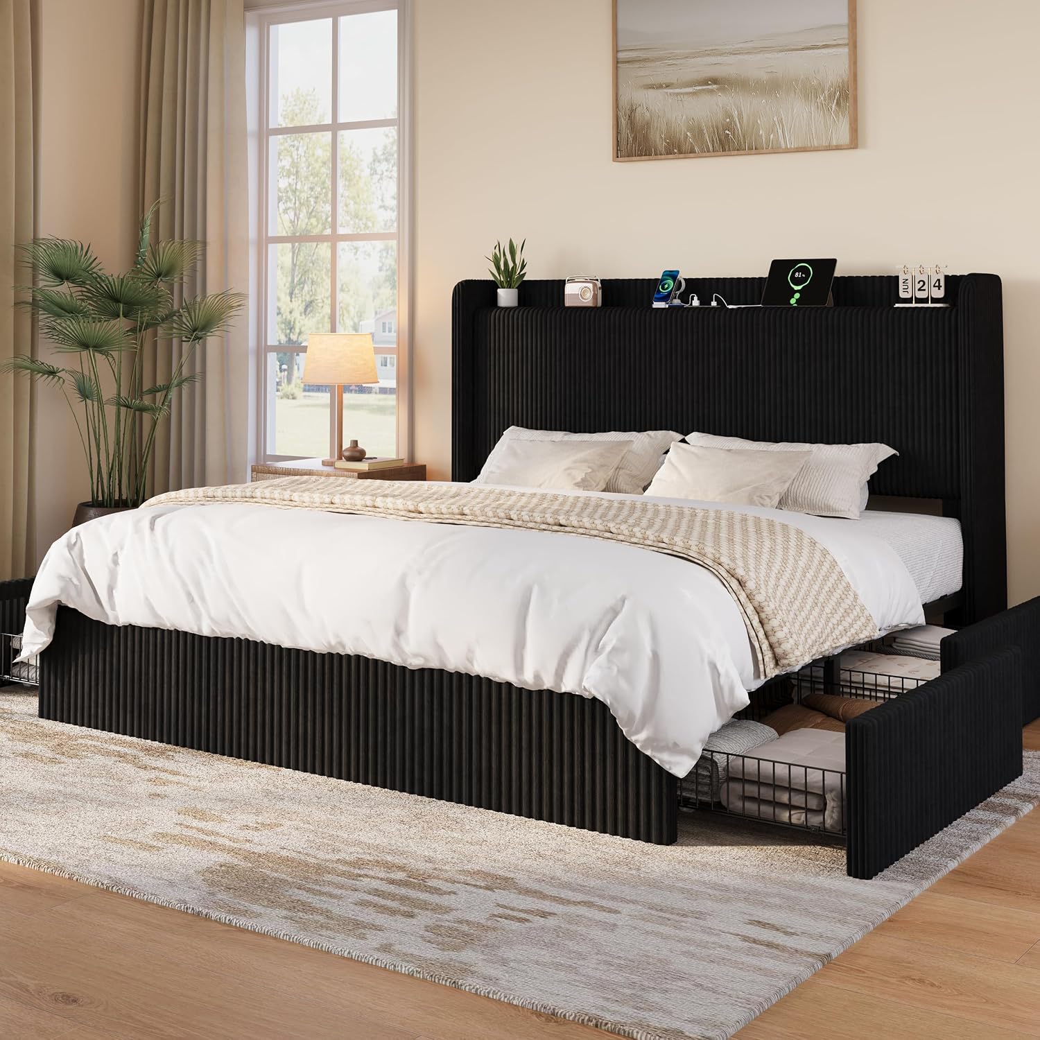 King Size Bed Frame With Storage Drawers - Base de Cama King Size con