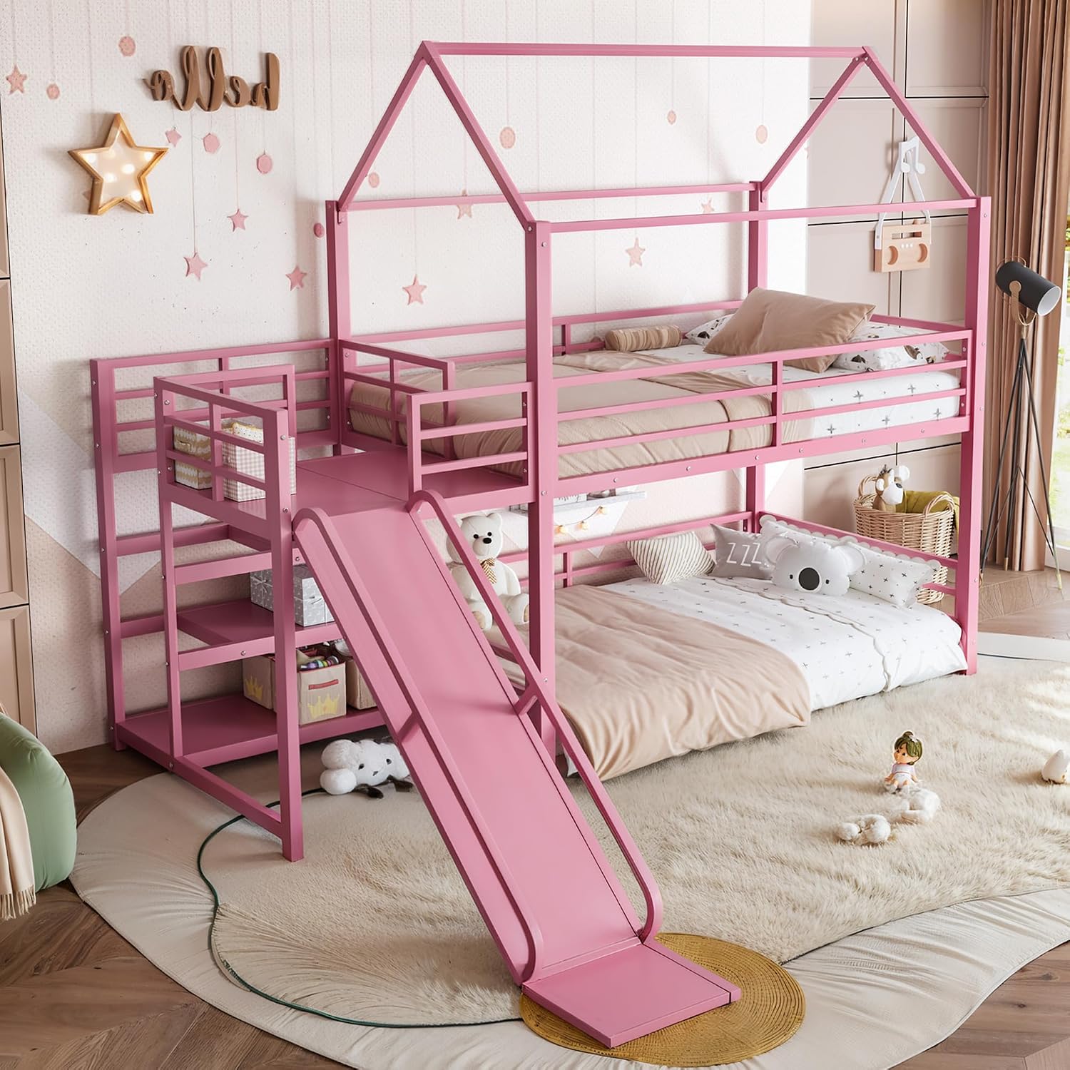 Bunk Bed With Stairs And Slide - Cama doble con escalera y tobogán,