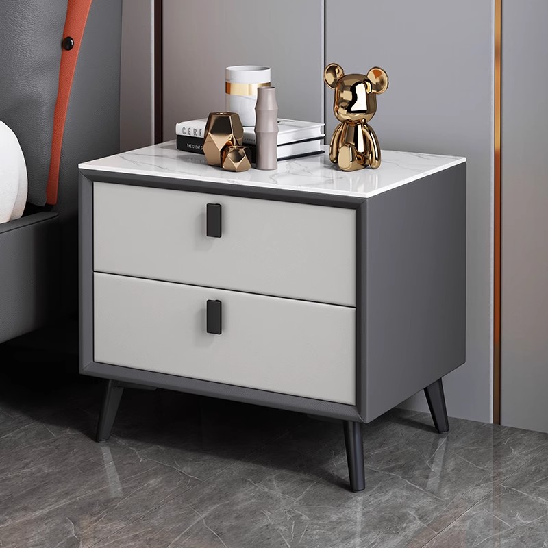 Solid Wood Nightstand 2 Drawers - Mesa de Noche de Estilo Nórdico