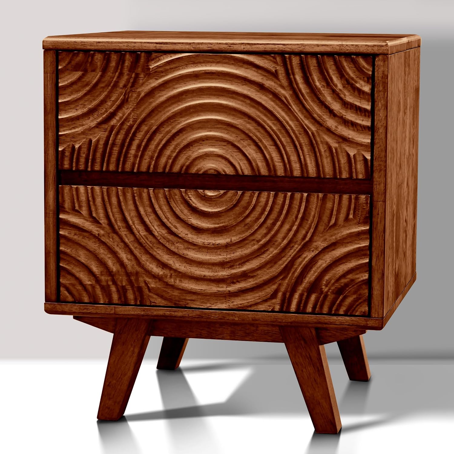 Solid Wood Nightstand 2 Drawers - Mesa de Noche de Madera Maciza