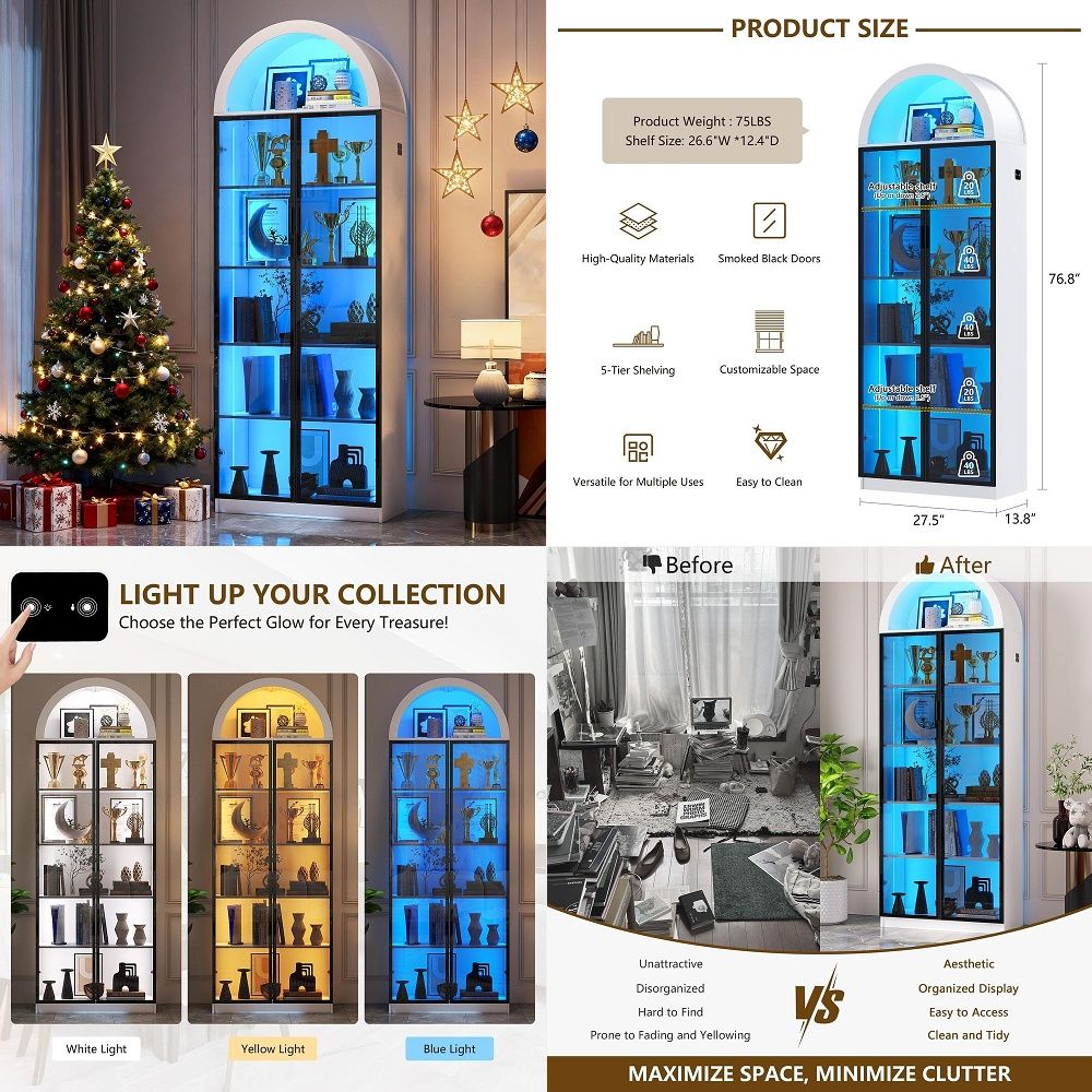 Storage - Vitrina con Puertas y Estantes Ajustables,