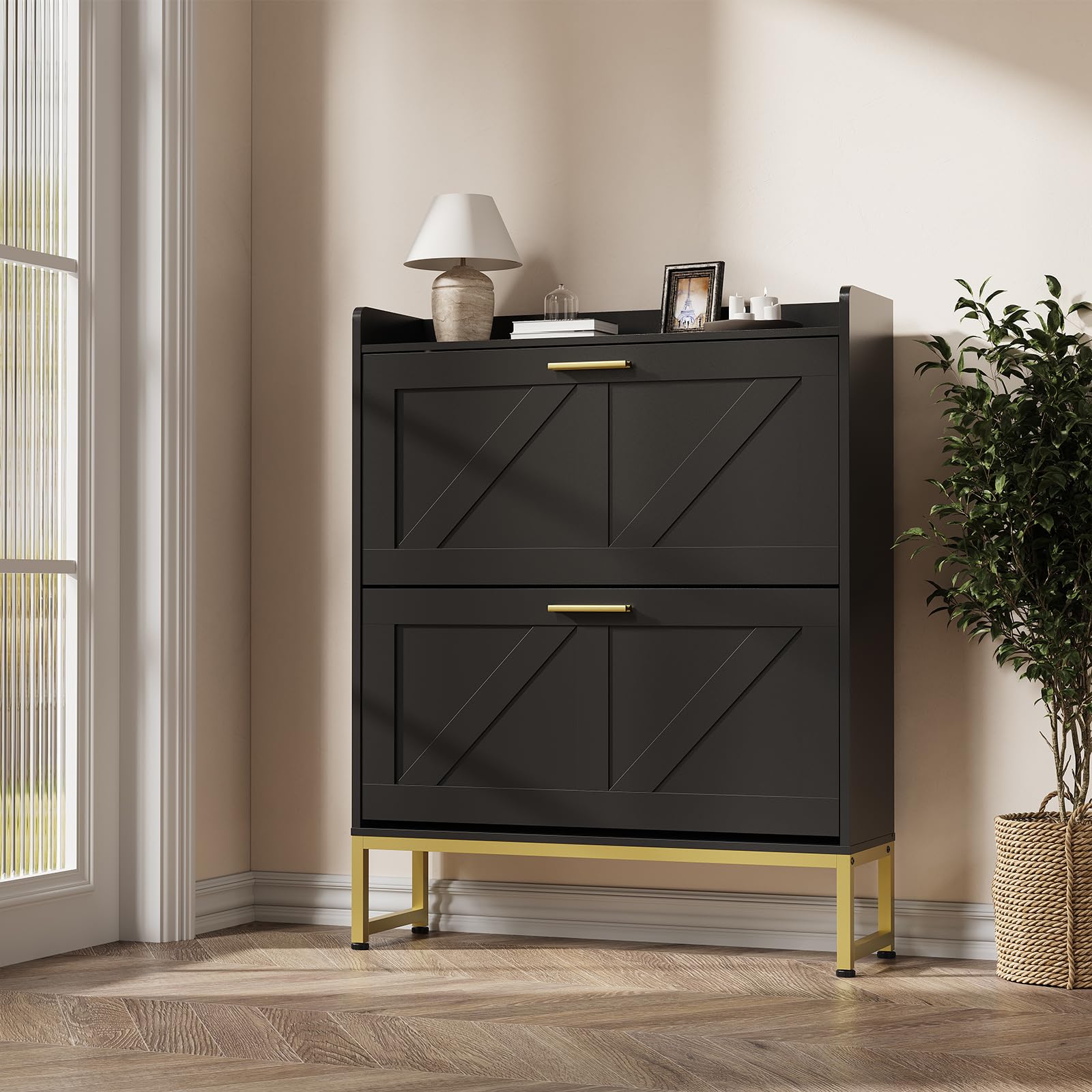 Shoe Rack Cabinet Narrow Entryway - Zapatero estrecho para entrada con cajones
