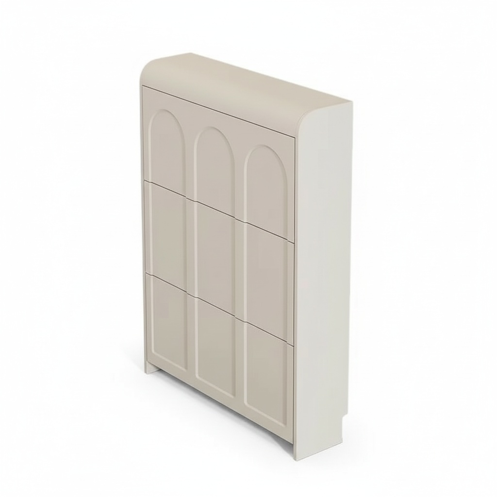 Shoe Rack Cabinet Narrow Entryway - Zapatero Moderno de Madera Color Crema,