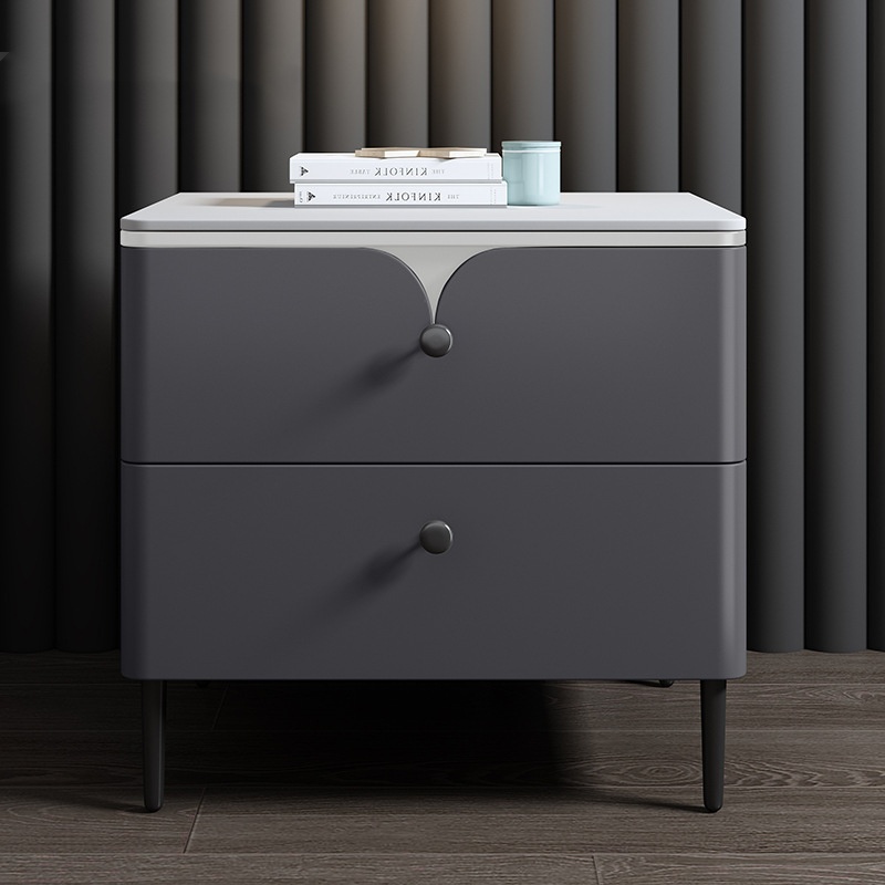 Solid Wood Nightstand 2 Drawers - Mesita de Noche Moderna de Madera