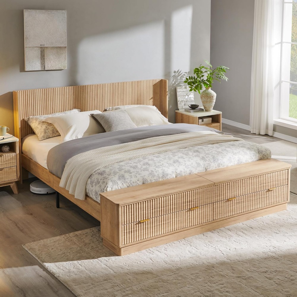 Base de Cama King Size con Ban - King Size Bed Frame With Storage Drawers reseña y precio
