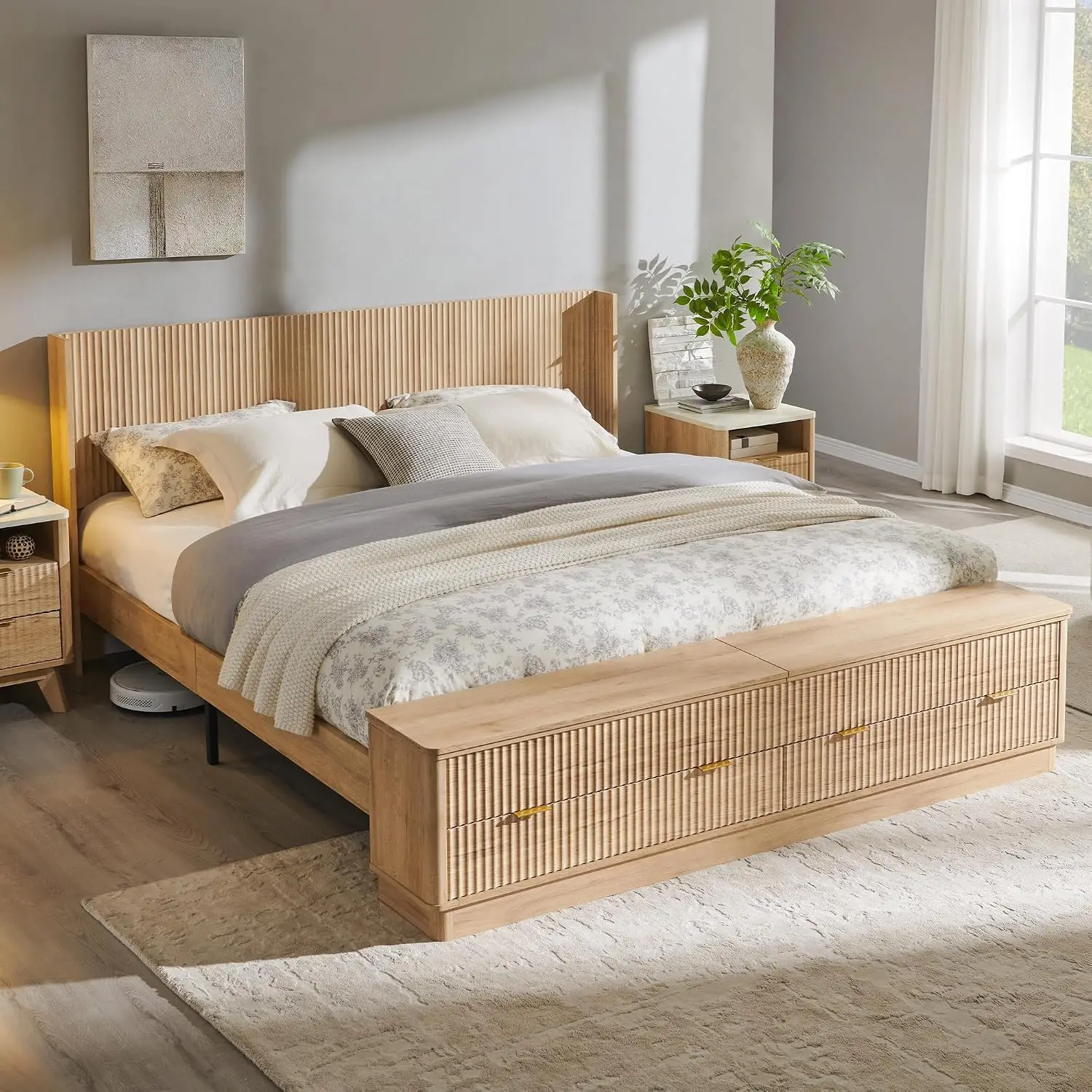 Base de cama King Size con dis - King Size Bed Frame With Storage Drawers reseña y precio