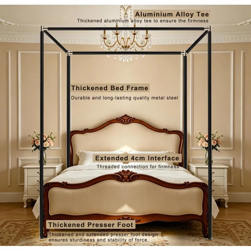 Estructura de cama con dosel d - Canopy Bed Frame Metal Queen reseña y precio