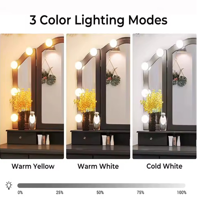 Lámpara de Maquillaje Hollywoo - Dressing Table Vanity With Lighted Mirror reseña y precio