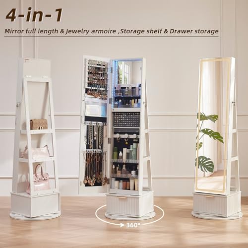 Fluted 360 °   Armario Girator - Full Length Mirror Jewelry Armoire reseña y precio