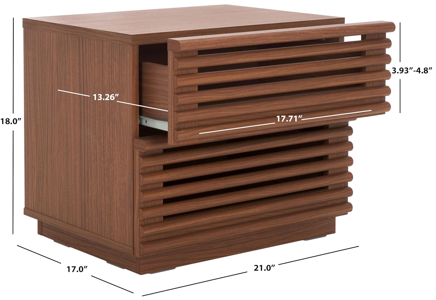 Mesita de noche Averi de nogal - Solid Wood Nightstand 2 Drawers reseña y precio