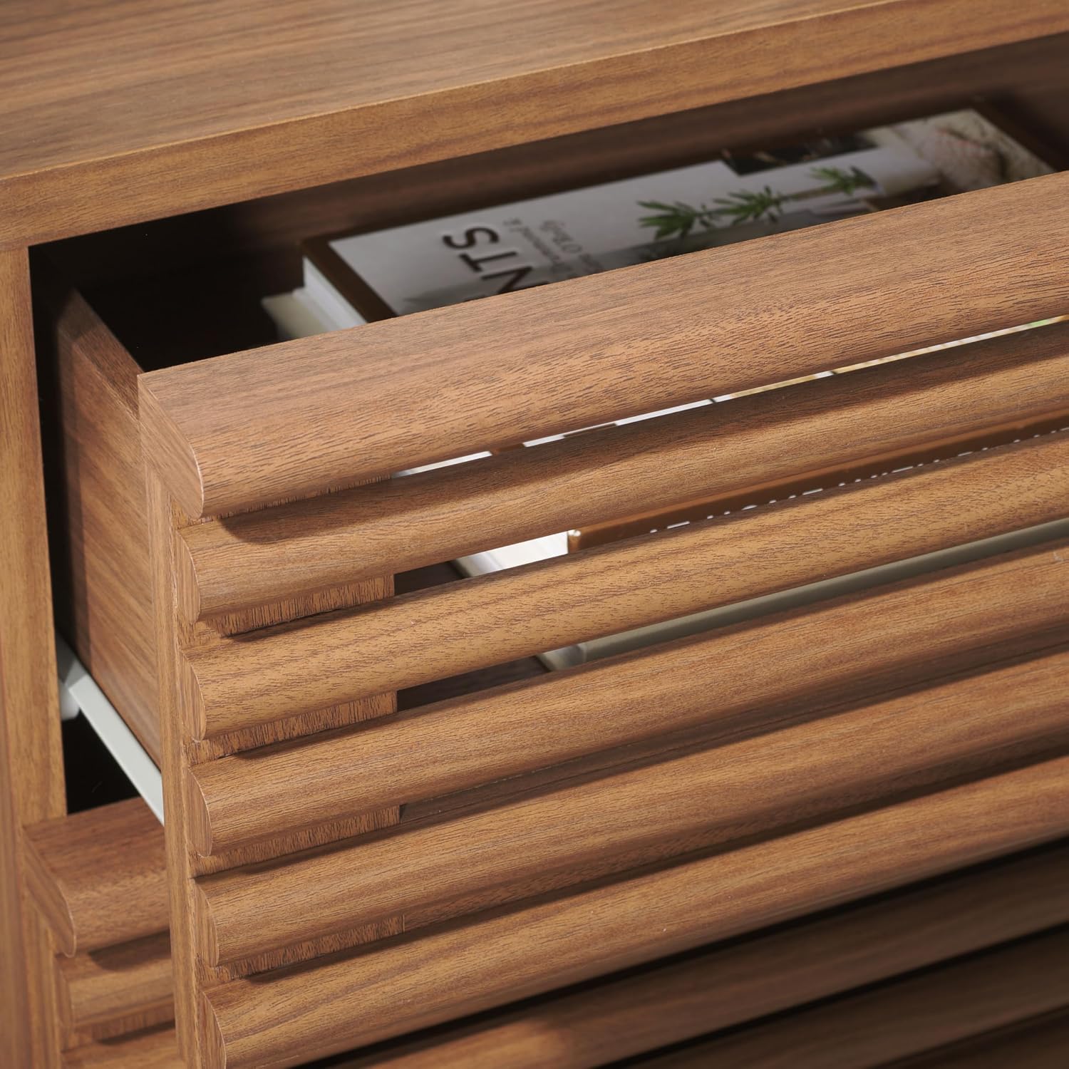 Mesita de noche Averi de nogal - Solid Wood Nightstand 2 Drawers reseña y precio