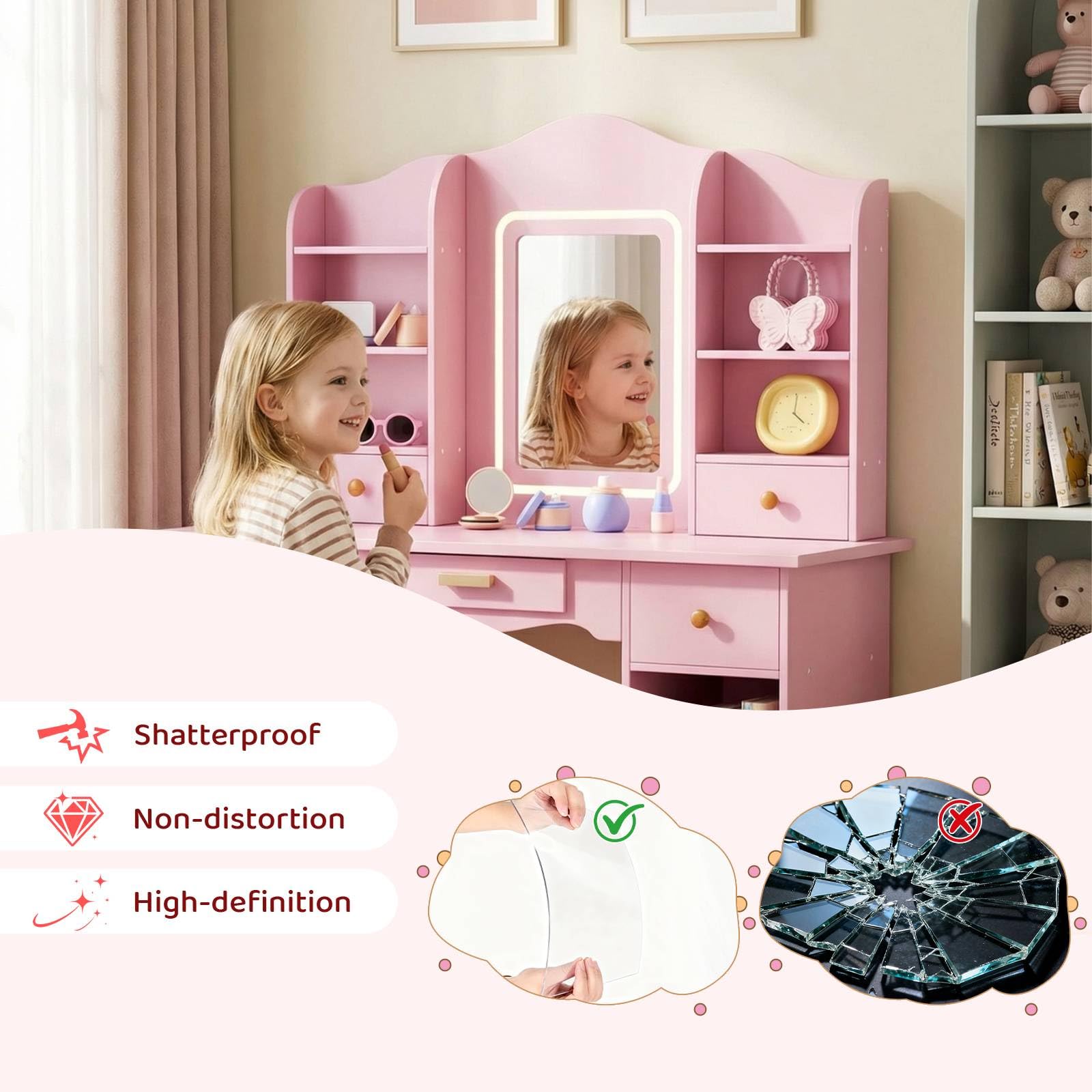 Tocador Infantil con Luces de  - Dressing Table Vanity With Lighted Mirror reseña y precio