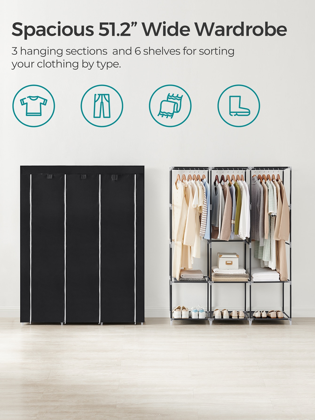 Organizador de armario portáti - Wardrobe Closet Portable Fabric Cover reseña y precio