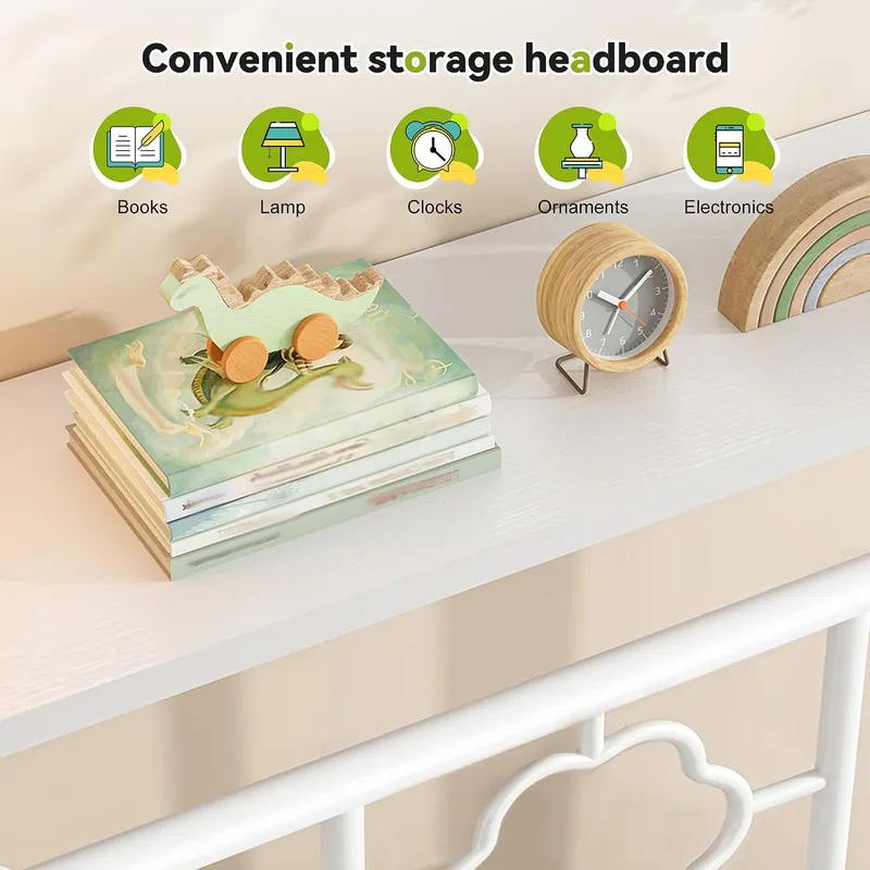Estructura de cama con cabecer - Canopy Bed Frame Metal Queen reseña y precio