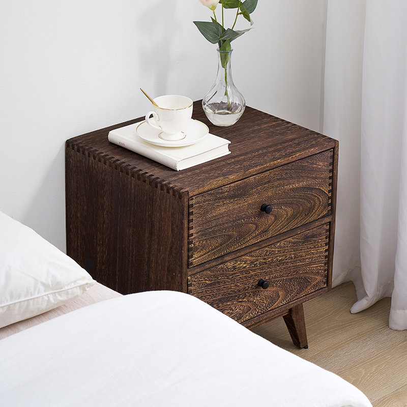 Mesita de Noche Retro de Mader - Solid Wood Nightstand 2 Drawers reseña y precio