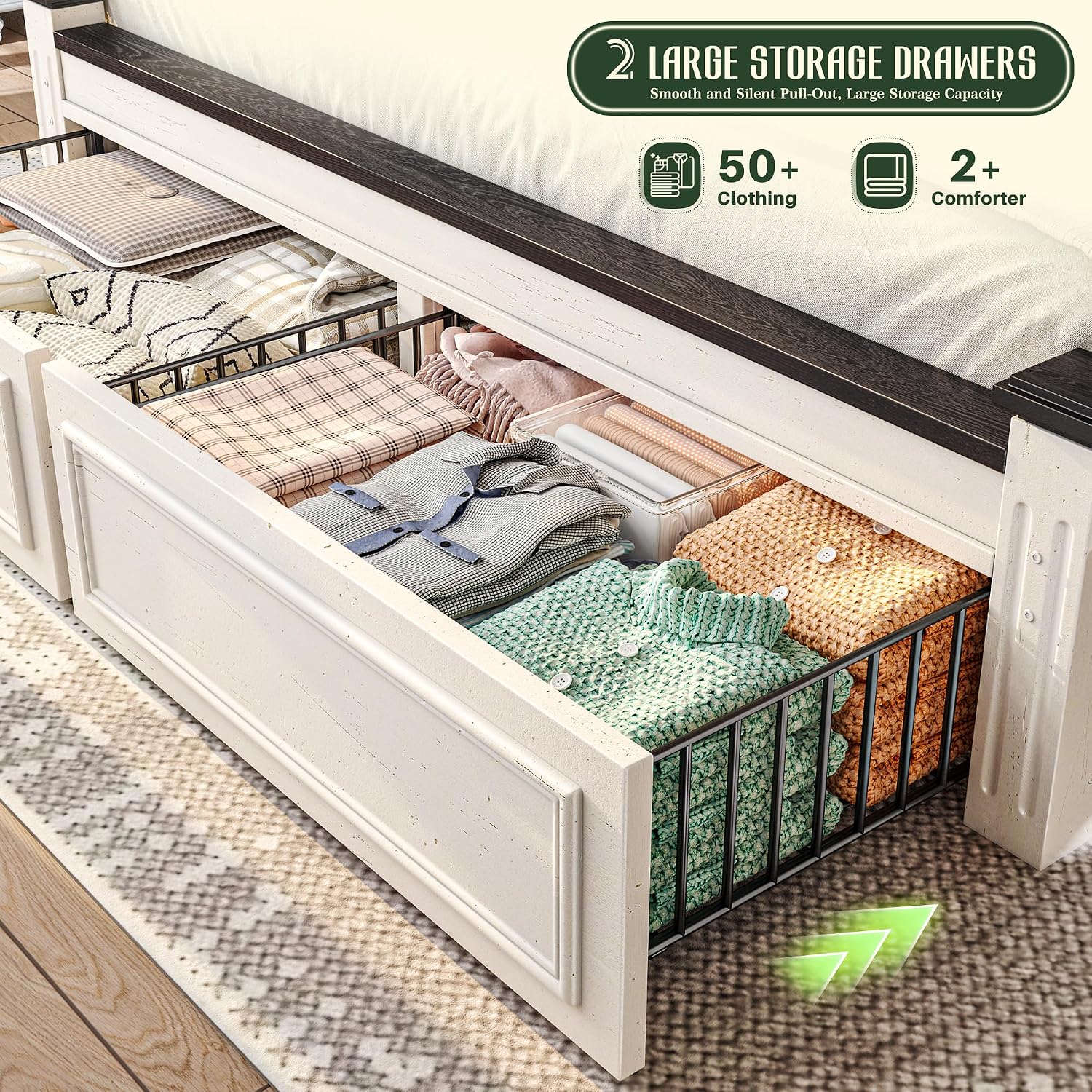 Base de Cama King Size con Cab - King Size Bed Frame With Storage Drawers reseña y precio