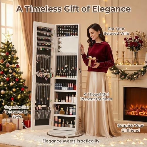 360 °   Armario Giratorio para - Full Length Mirror Jewelry Armoire reseña y precio