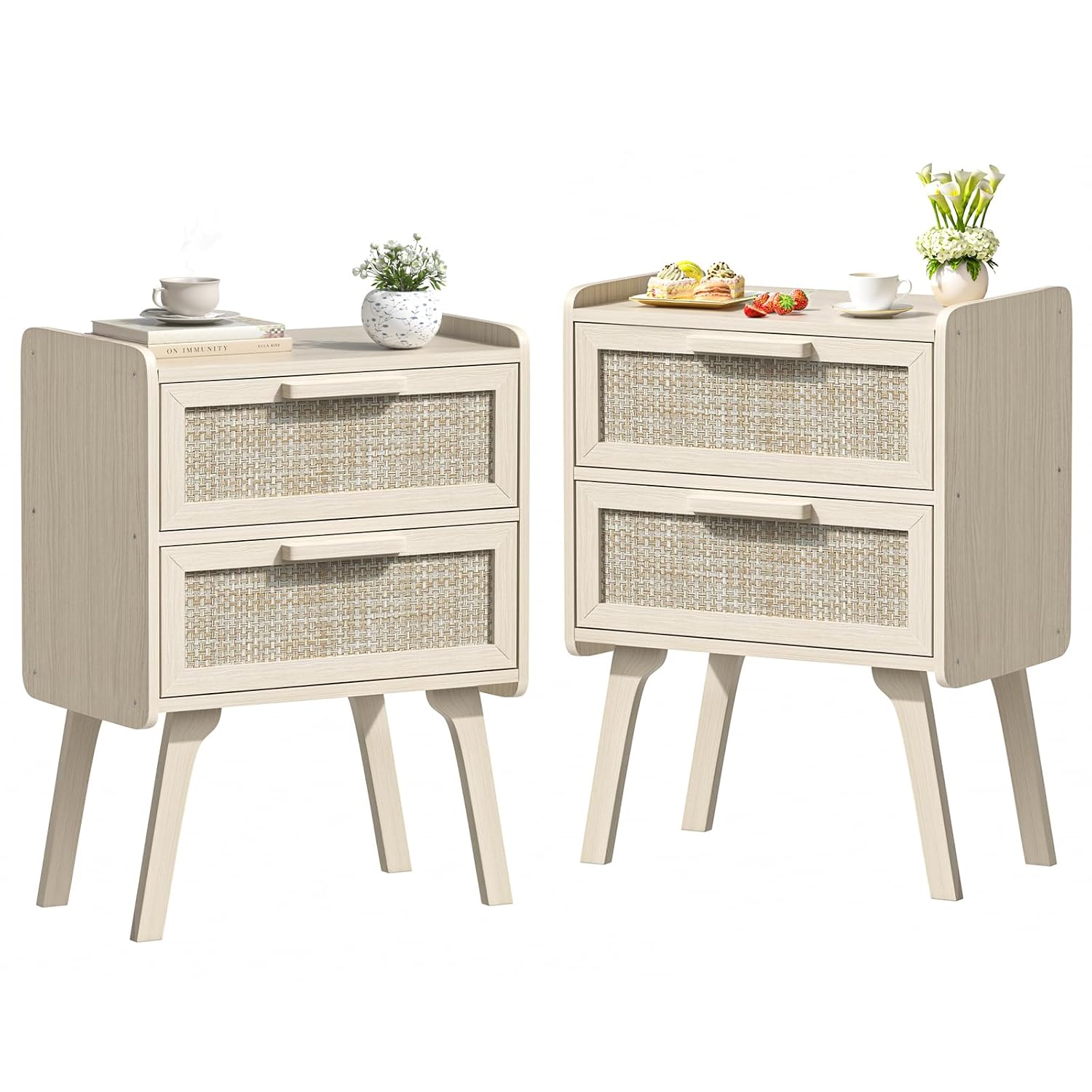 Juego de 2 Mesitas de Noche de - Solid Wood Nightstand 2 Drawers reseña y precio