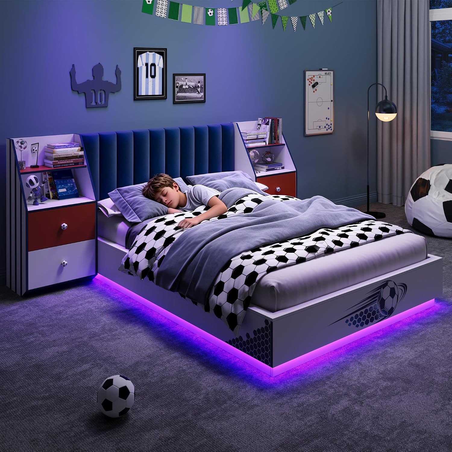Cama Flotante de Tamaño Comple - Floating Nightstand With Led Light reseña y precio