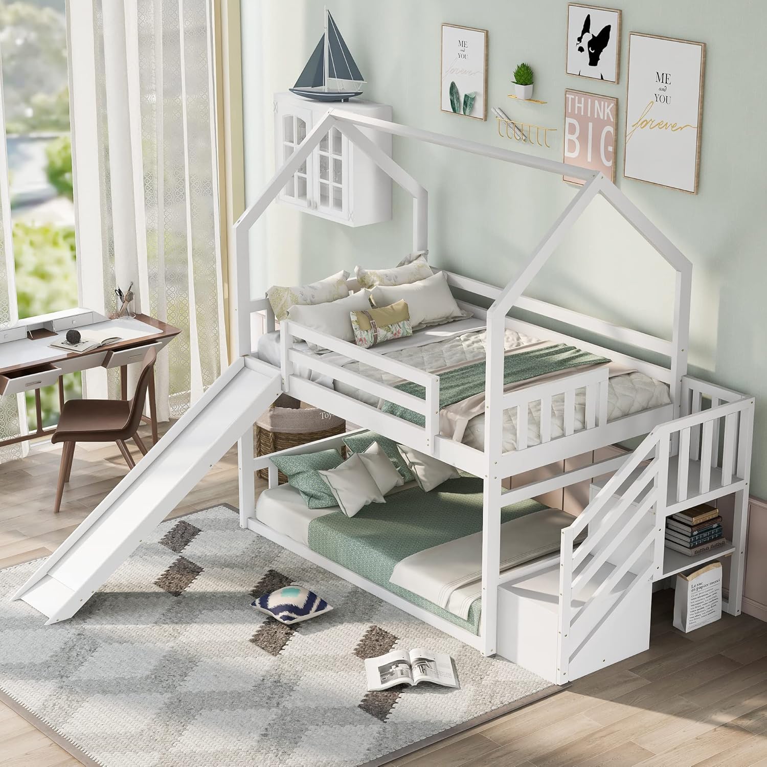 Litera doble sobre doble con t - Bunk Bed With Stairs And Slide reseña y precio