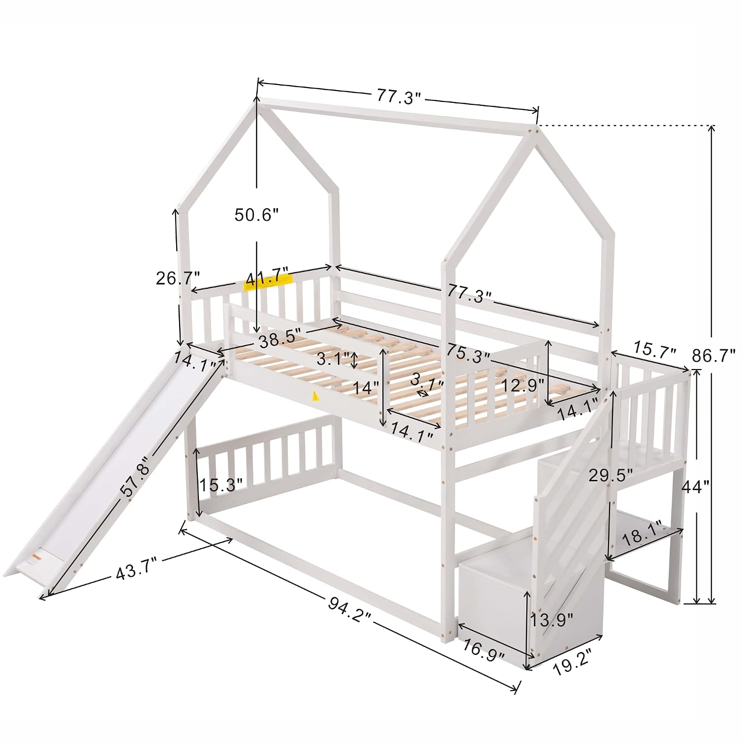 Litera doble sobre doble con t - Bunk Bed With Stairs And Slide reseña y precio