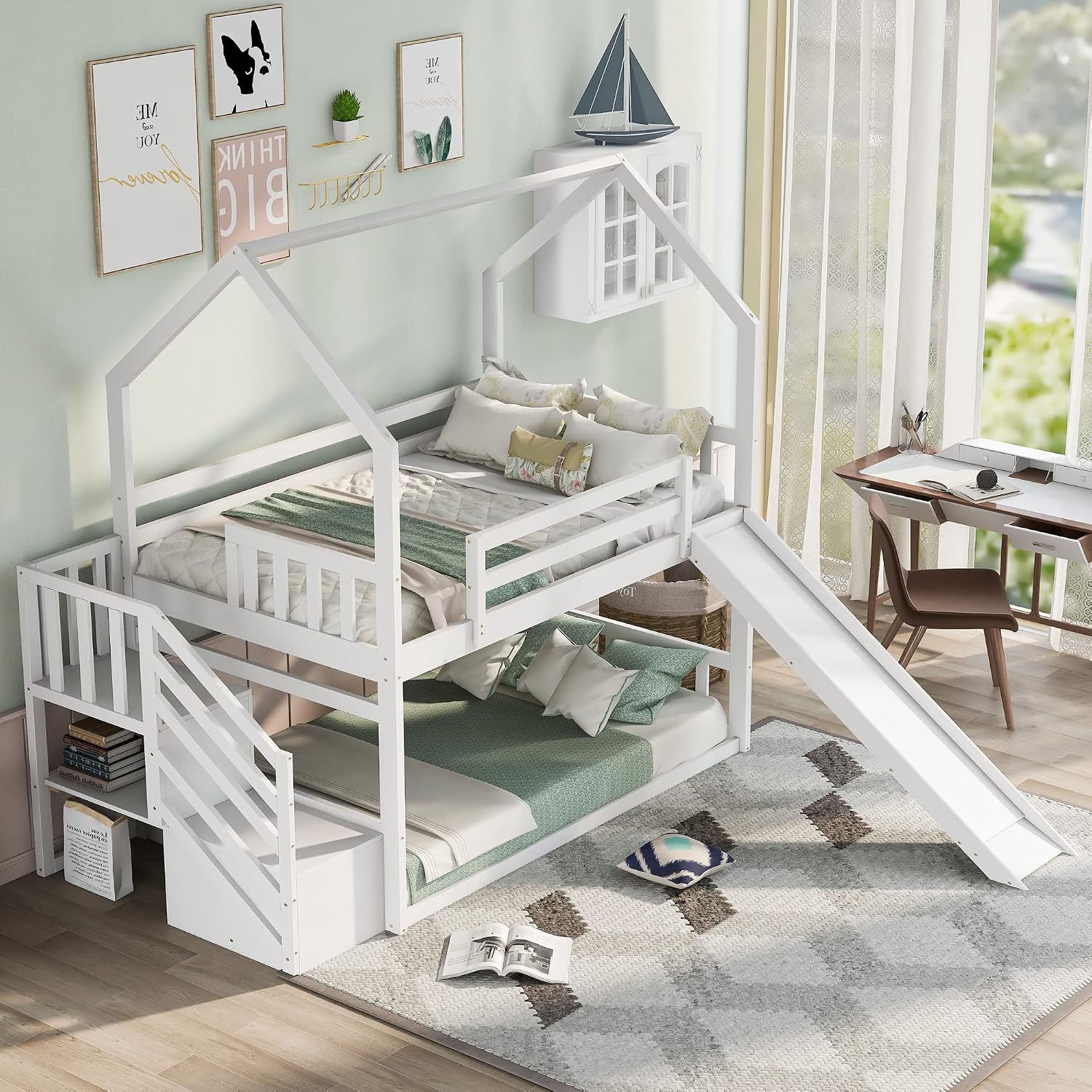 Litera doble sobre doble con t - Bunk Bed With Stairs And Slide reseña y precio