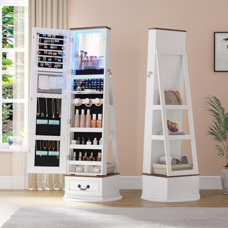360 ° Armario Giratorio para J - Full Length Mirror Jewelry Armoire reseña y precio