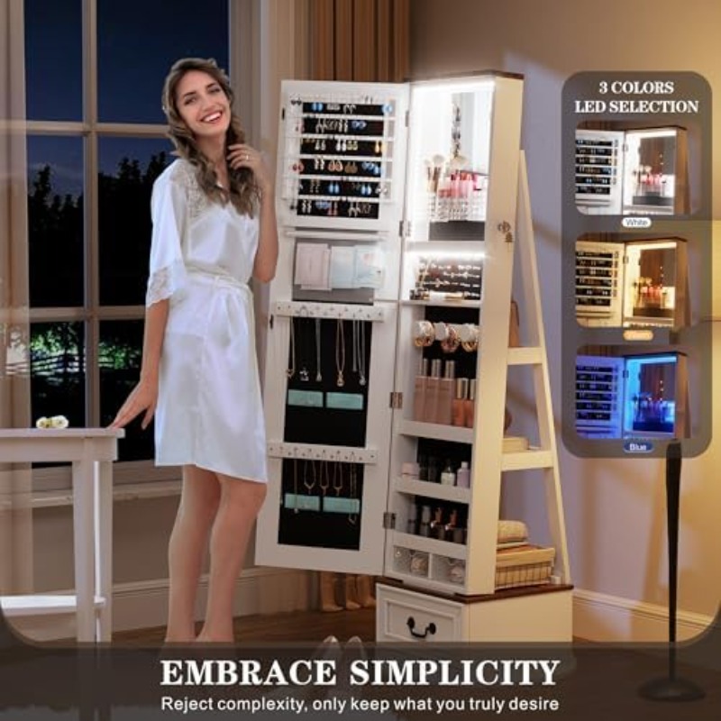 360 ° Armario Giratorio para J - Full Length Mirror Jewelry Armoire reseña y precio