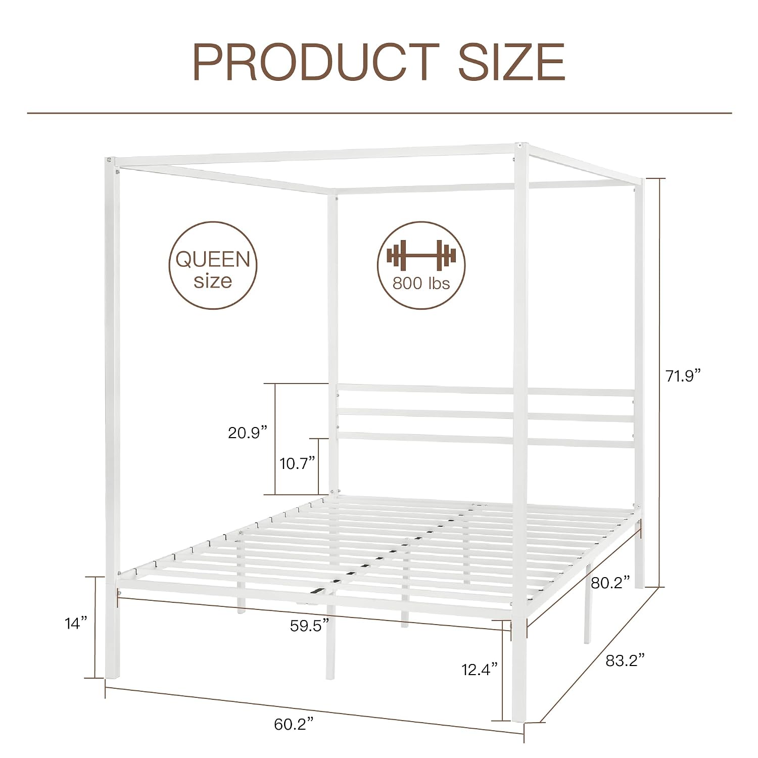 Base de Cama Queen con Estruct - Canopy Bed Frame Metal Queen reseña y precio