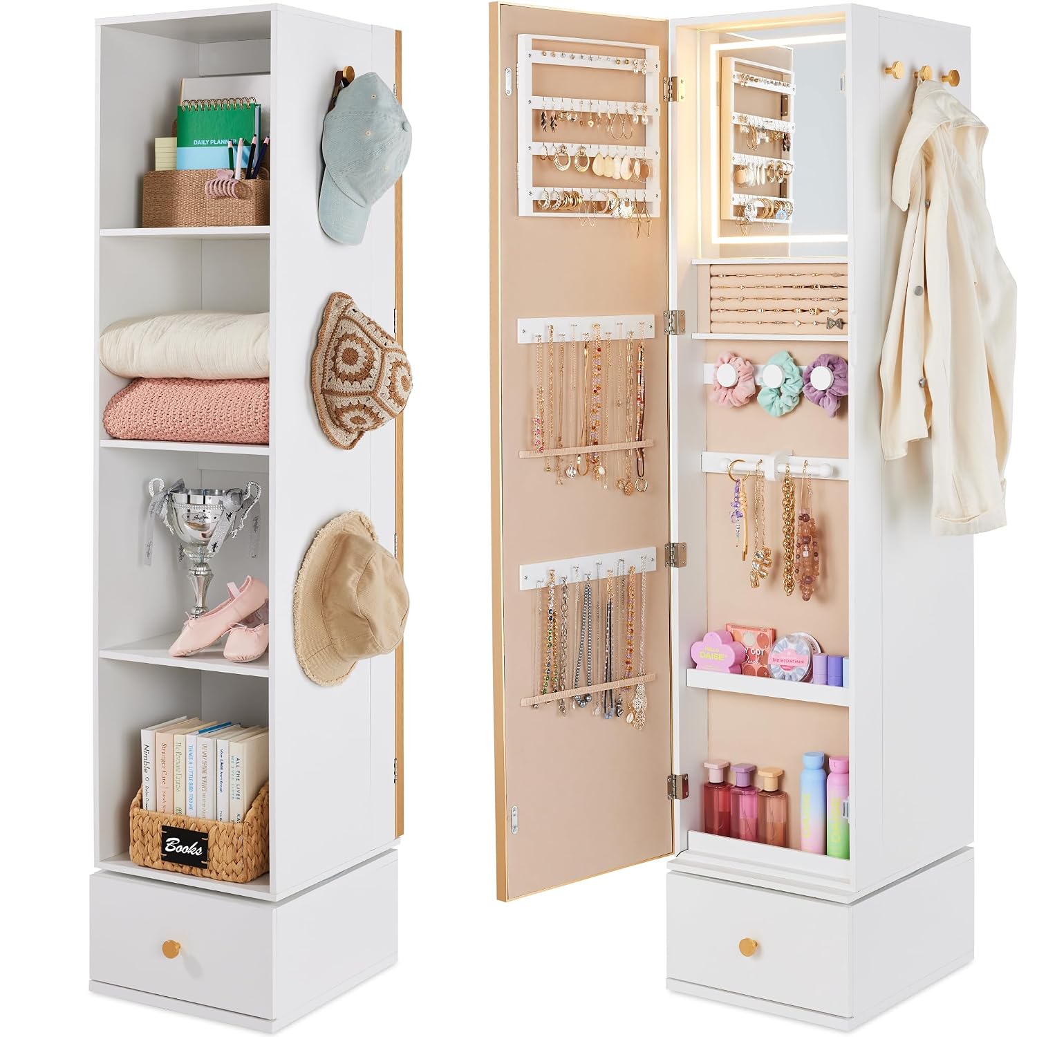 Espejo Giratorio con Armario d - Full Length Mirror Jewelry Armoire reseña y precio