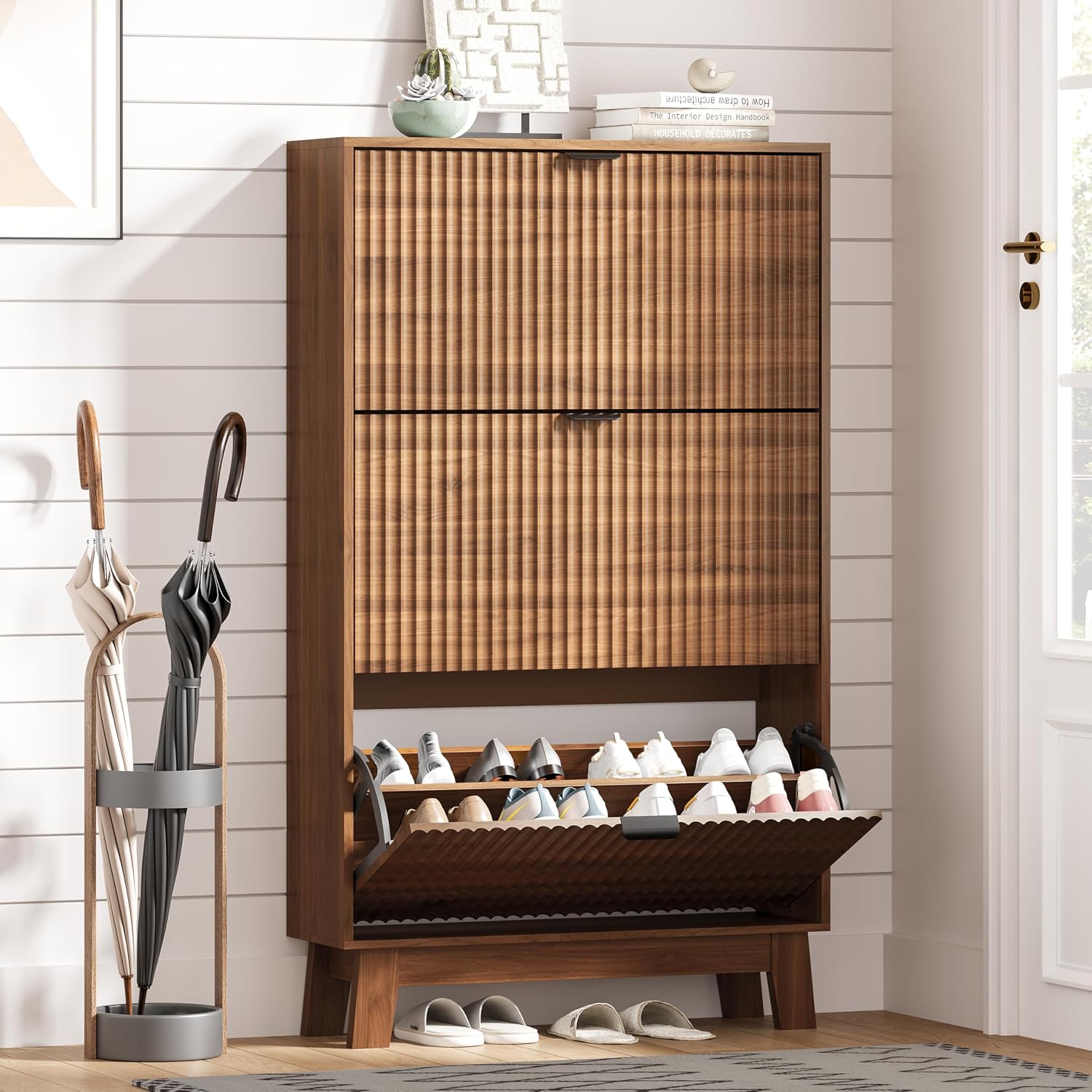 Mueble zapatero de entrada con - Shoe Rack Cabinet Narrow Entryway reseña y precio