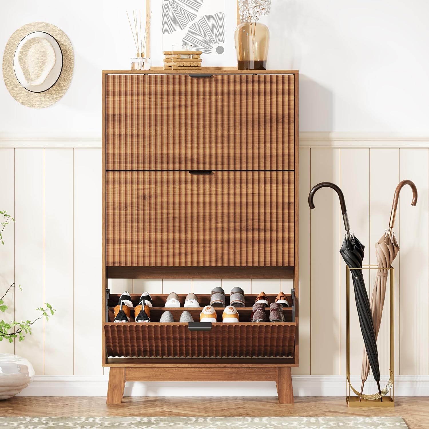 Mueble zapatero de entrada con - Shoe Rack Cabinet Narrow Entryway reseña y precio