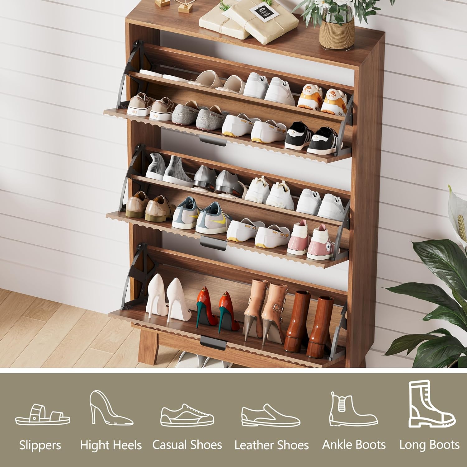 Mueble zapatero de entrada con - Shoe Rack Cabinet Narrow Entryway reseña y precio