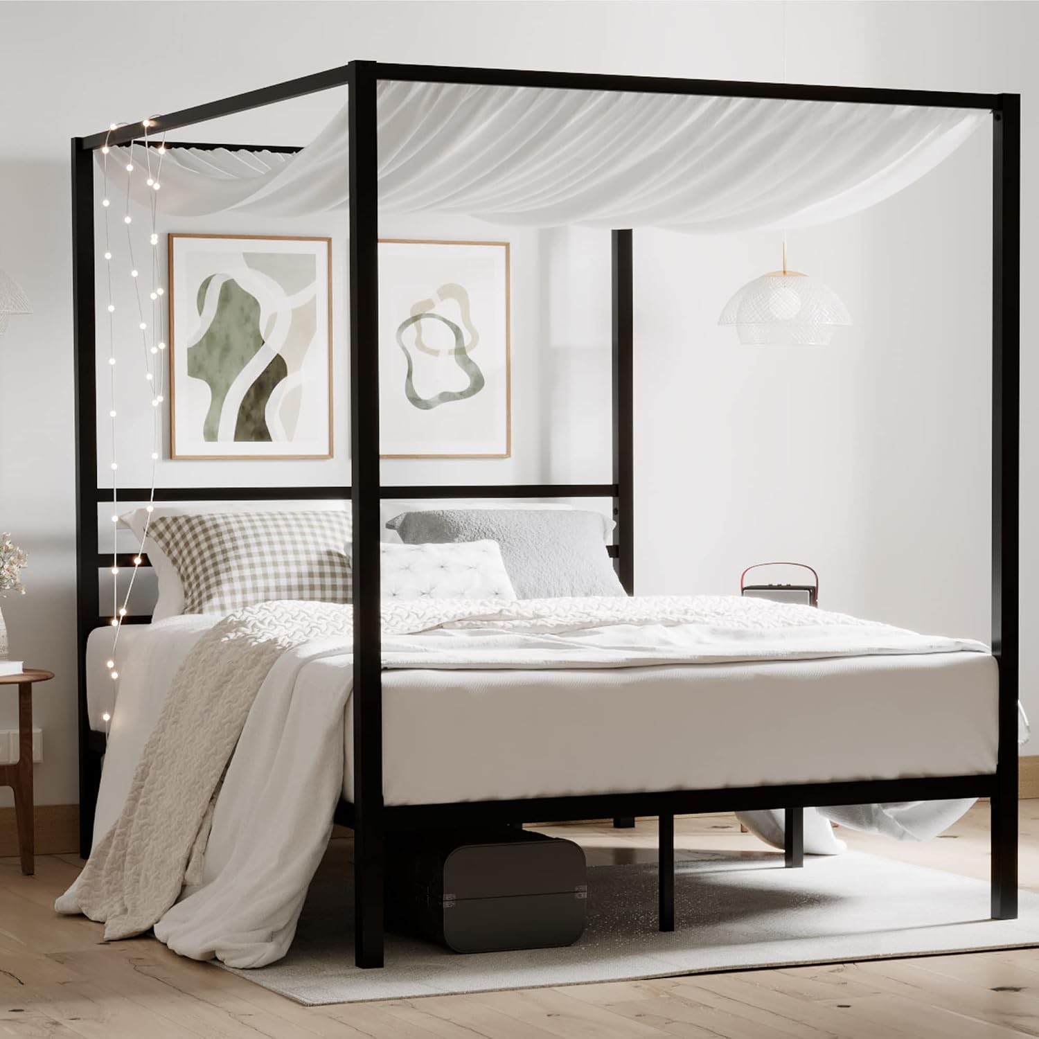 Estructura de cama con dosel m - Canopy Bed Frame Metal Queen reseña y precio