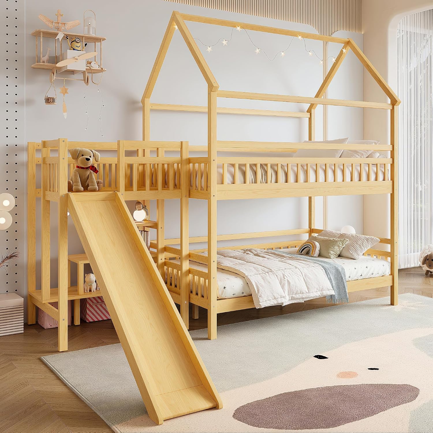 Cama litera doble sobre doble  - Bunk Bed With Stairs And Slide reseña y precio