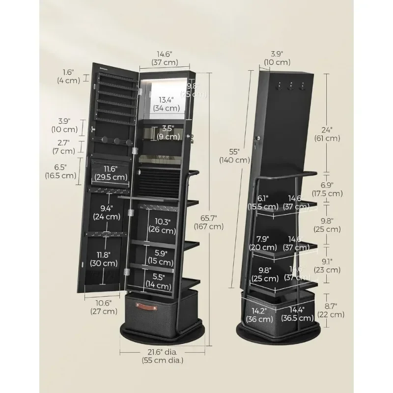 l 360 °   Gabinete de joyería  - Full Length Mirror Jewelry Armoire reseña y precio