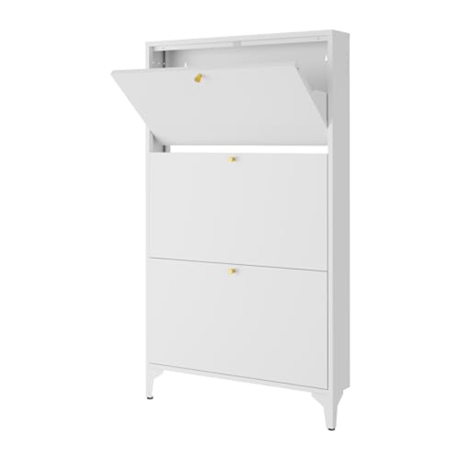 Zapatero independiente con 3 c - Shoe Rack Cabinet Narrow Entryway reseña y precio